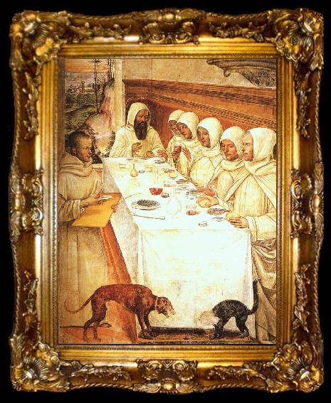 framed  Giovanni Sodoma St.Benedict his Monks Eating in the Refectory, ta009-2